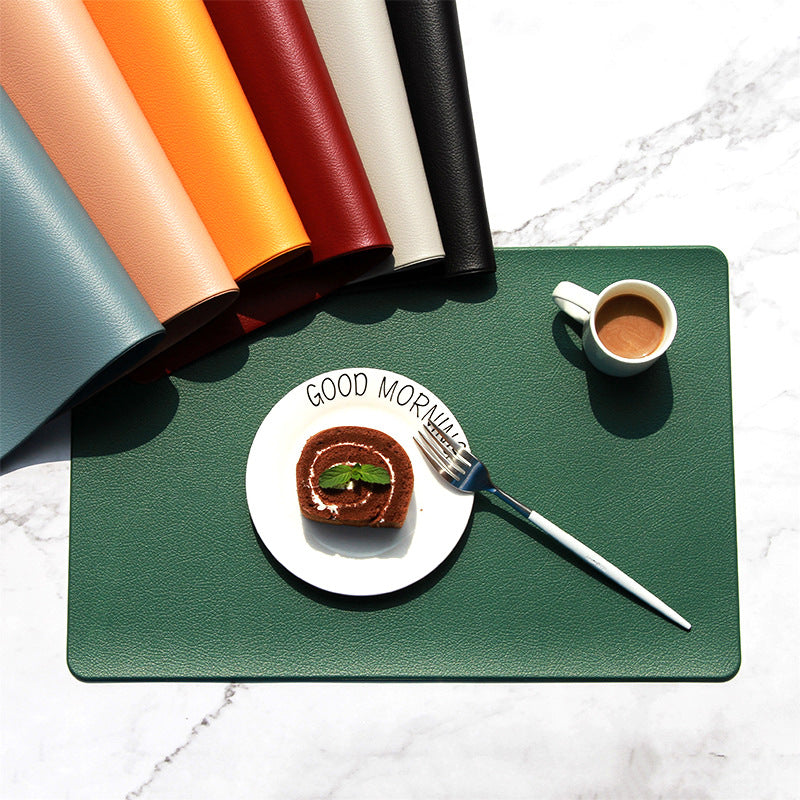 5 PCS Green Nordic Style Leather Placemat - Anti-Slip, Heat-Resistant Table Mat 30cm x 45cm