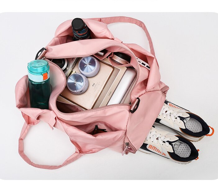 Grey Stylish Women's Travel Bag - Large-Capacity Fitness & Yoga Bag with Separate Shoe Compartment