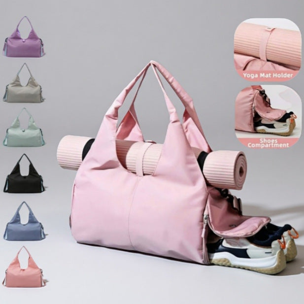 Blue Stylish Women's Travel Bag - Large-Capacity Fitness & Yoga Bag with Separate Shoe Compartment