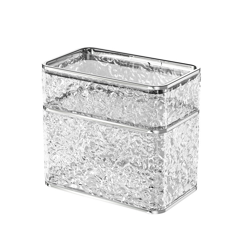 2PCS Stylish Double-Layer Transparent Grey Wave-Textured Tissue Box Holder - Stylish Bathroom Storage