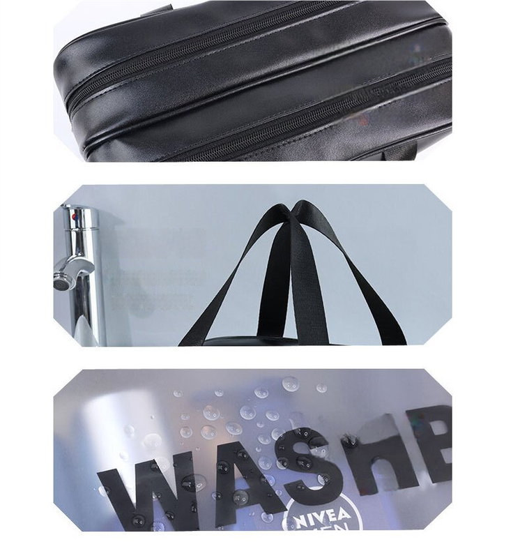 2PCS Dual-Layer Transparent PU Cosmetic Pouch - Wet and Dry Separation, Large size(31*15*20cm)- milk apricot white