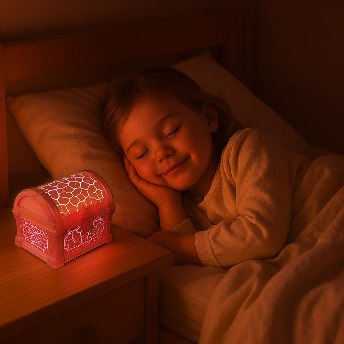 Treasure Chest Projection Lamp with Bluetooth Speaker and Mood Light, Blue