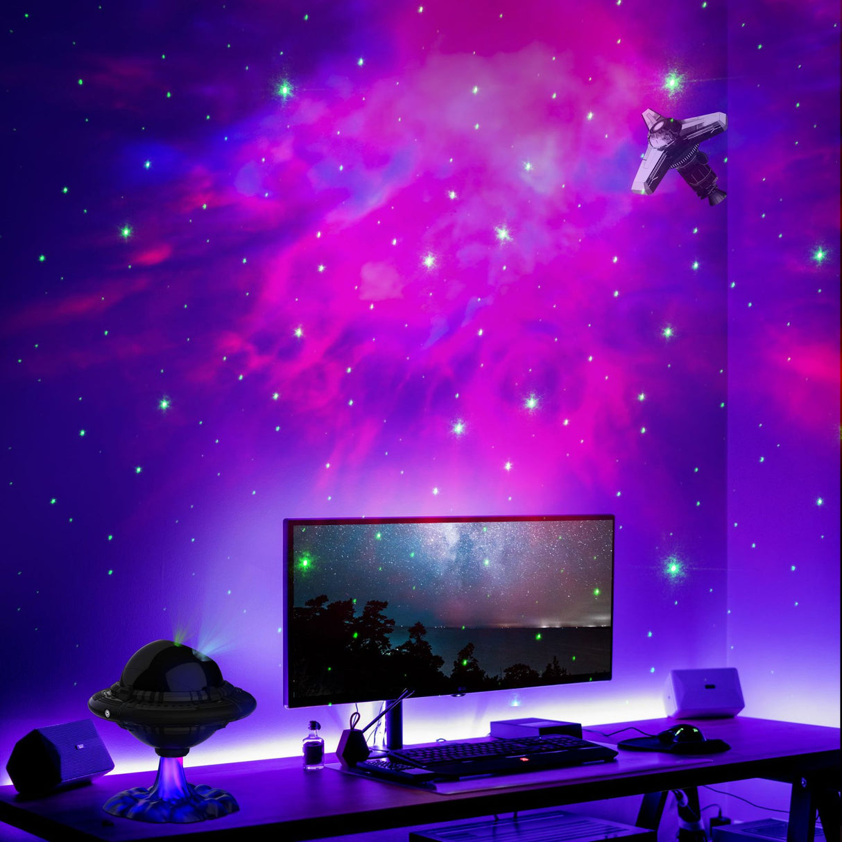 Flying Saucer Starry Sky Projection Lamp - Ambient Mood Light