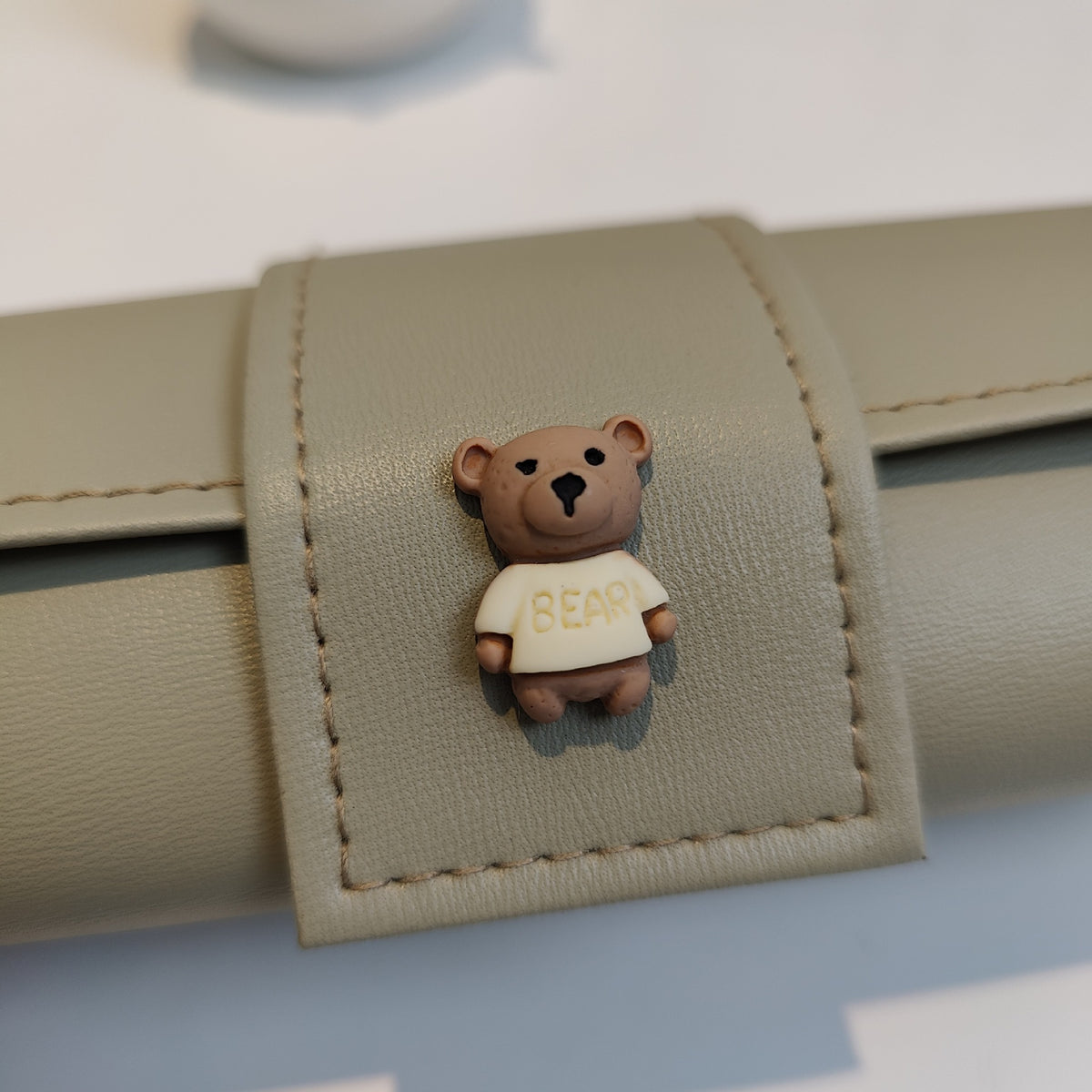 3 PCS Cute Bear PU Leather Glasses Case Large Capacity - Portable Protective Sunglasses Holder for Big Frames - Grey Eyewear Storage Box