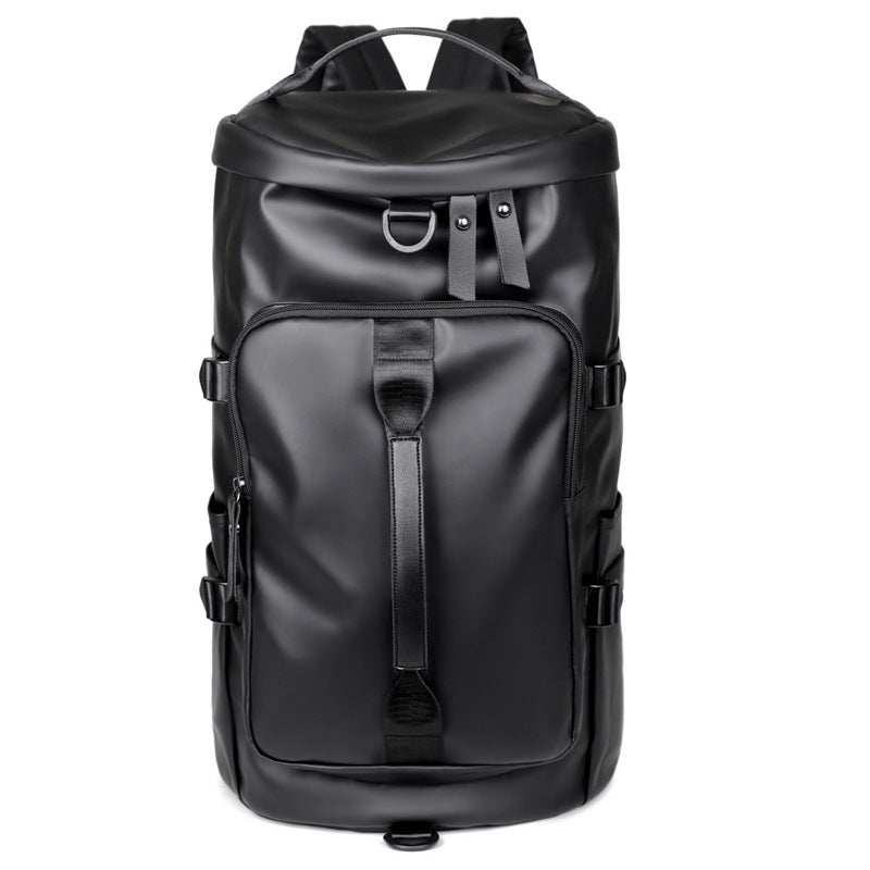 Black Large Capacity Men's Travel Backpack with Shoe Compartment - Water-Resistant Coated Fabric Business Weekender Bag - Casual Duffel Backpack with Dry-Wet Separation for Gym, Hiking, and 14-Inch Laptop