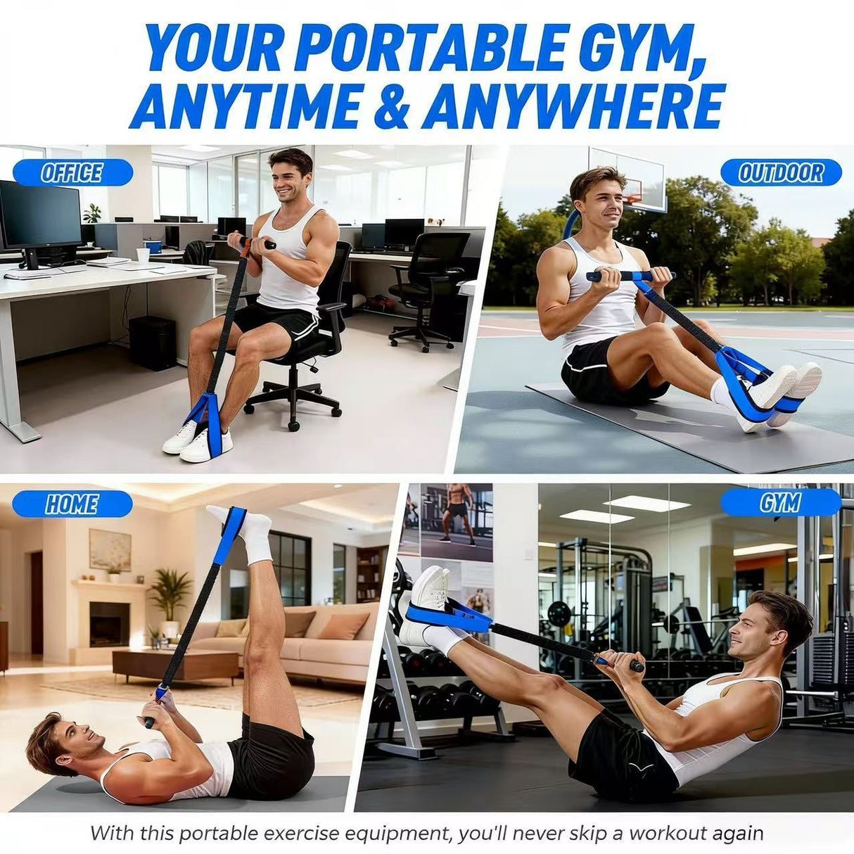 Purple Multifunctional Pedal Resistance Band - Home Fitness Sit-up Assistant with Foot Pedals and Elastic Pull Rope - Full Body Workout Equipment for Abs, Arms, Legs and Glutes