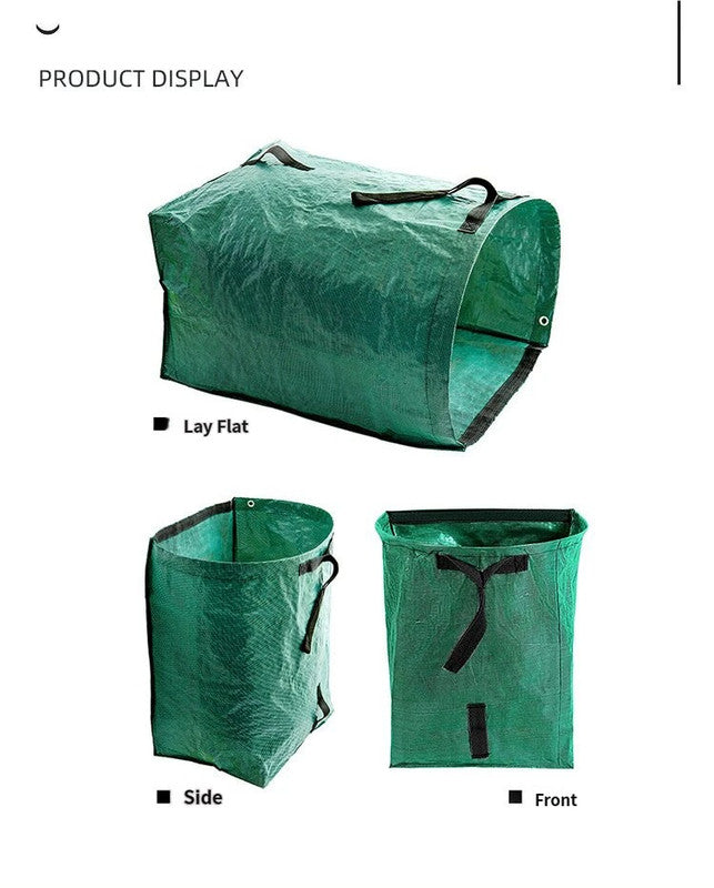 Heavy Duty Horizontal Garden Leaf Collection Bag - Large Capacity Waterproof Waste Scoop Tarp with Reinforced Handles for Lawn Debris, Grass, and Yard Cleanup