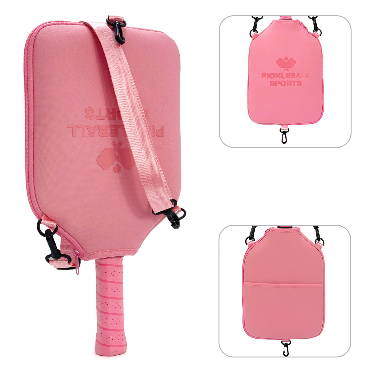 SA03 Pink Neoprene Pickleball Paddle Cover (racket not included) - Protective Crossbody Bag with Adjustable Shoulder Strap and Fence Hook - Universal Lightweight Paddle Case for All Skill Levels