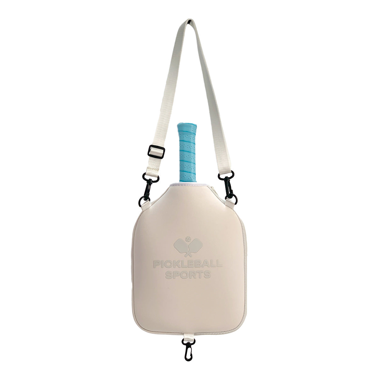 SA04 Beige Neoprene Pickleball Paddle Cover (racket not included) - Protective Crossbody Bag with Adjustable Shoulder Strap and Fence Hook - Universal Lightweight Paddle Case for All Skill Levels