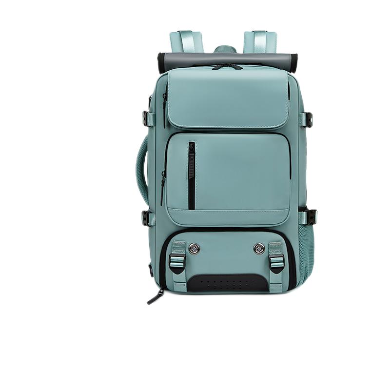 Green Large Capacity 16-Inch Laptop Travel Backpack - Anti-Theft Professional Business Bag with Spring Buckle - Durable Oxford Cloth Outdoor Rucksack for Men and Women