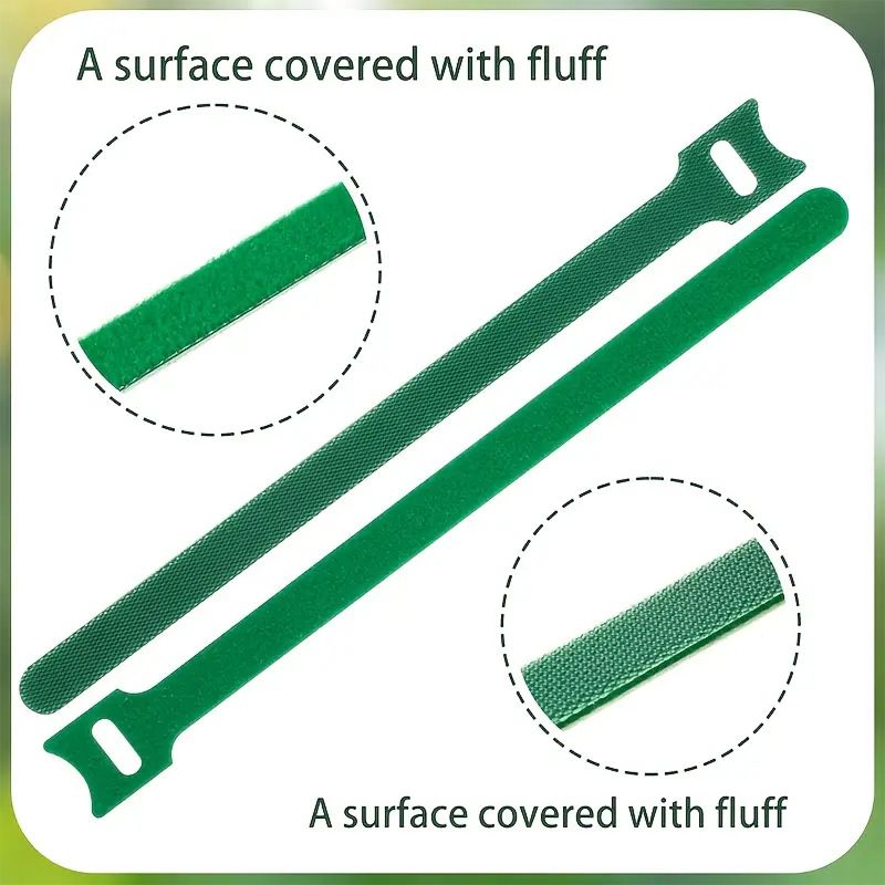400 pcs Reusable Hook and Loop Cable Ties - 6-Inch T-Type Nylon Fastening Straps for Office Cable Management and Garden Plant Support, Interconnectable Design, Green