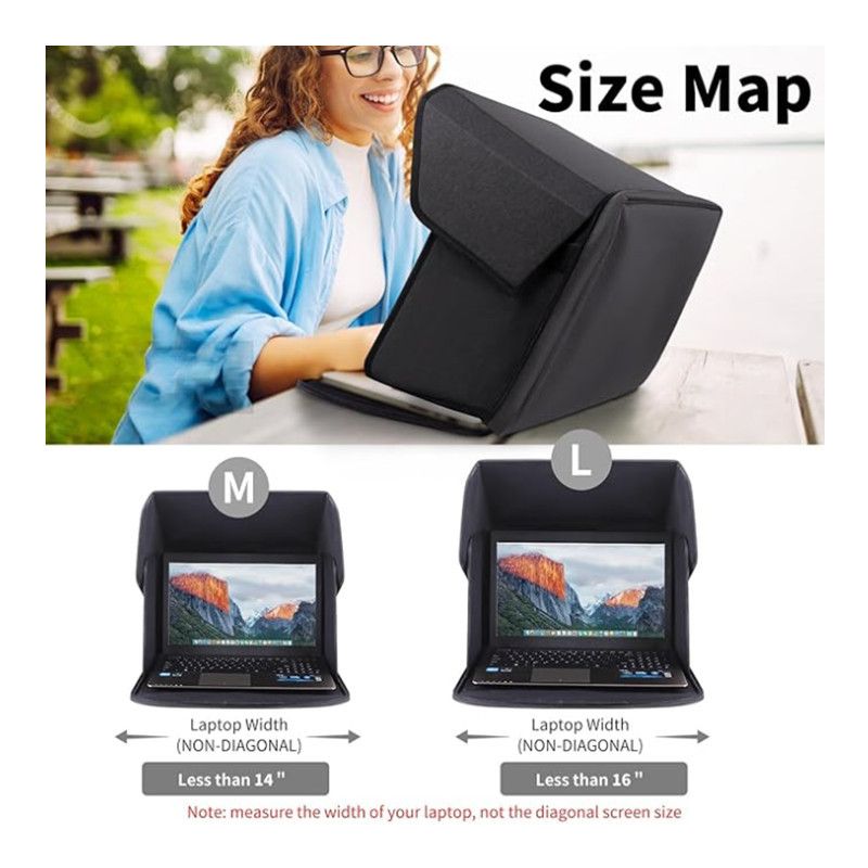 Laptop Sun Shade and Outdoor Privacy Hood - Fits Laptops up to 14 Inches Size M - Anti-Glare Screen Shield, Portable Foldable Design, Remote Work Essential for Park Beach and Outdoor Office Use