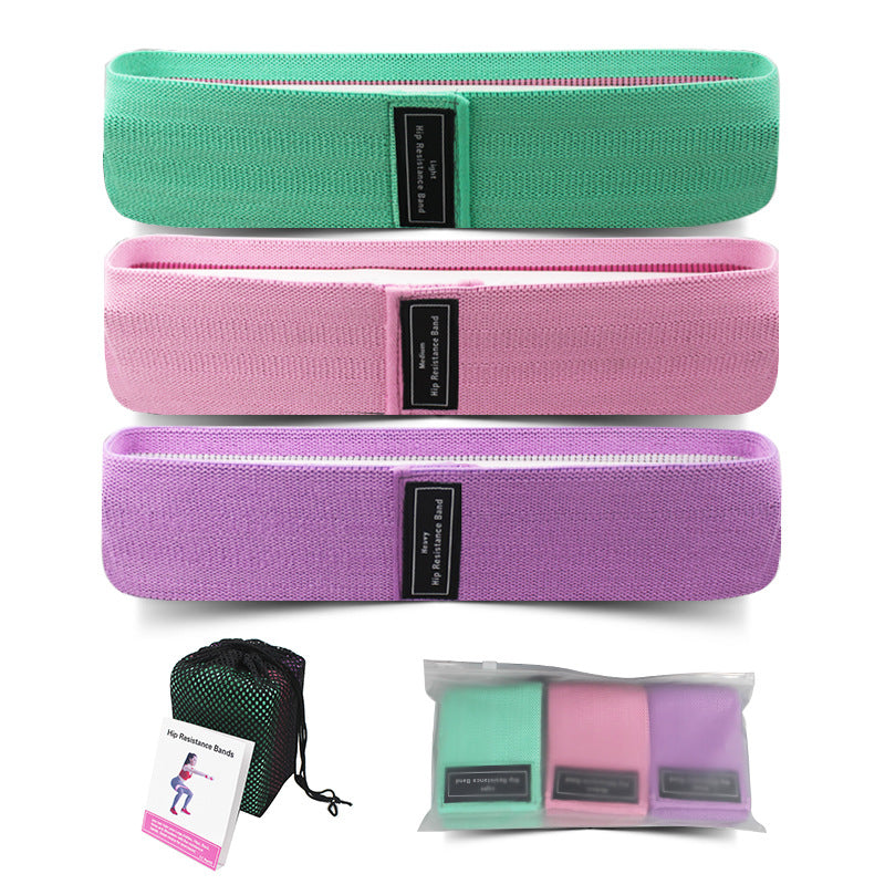 Green-Pink-Purple Fabric Resistance Bands Set - 3 Levels Non-Slip Hip Bands for Strength Training