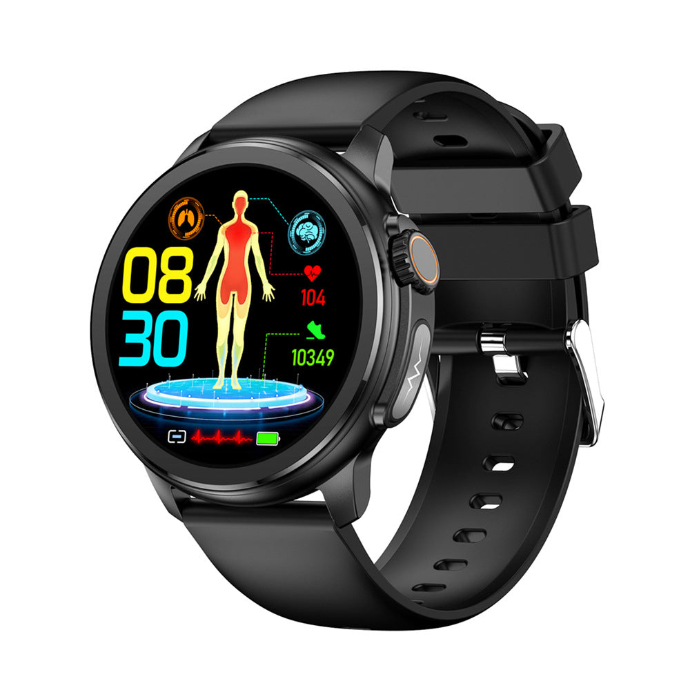Black Round 1.3 Touch Screen Smartwatch with Heart Rate & Fitness Tracking