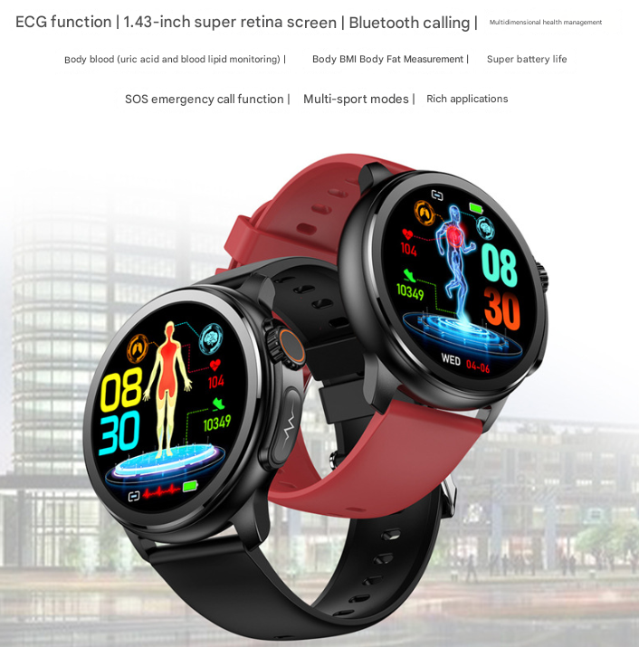 Blue Round 1.3 Touch Screen Smartwatch with Heart Rate & Fitness Tracking
