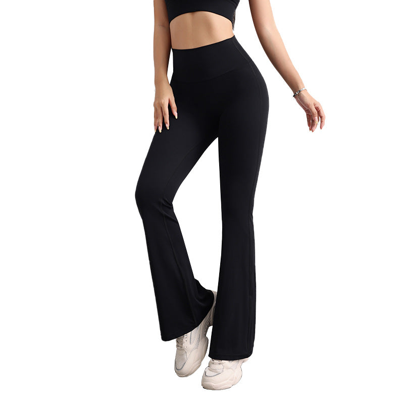 L Black High Waist Flare Yoga Pants - Women's Bootcut Leggings - Peach Lift, Quick Dry, Workout & Fitness Pants