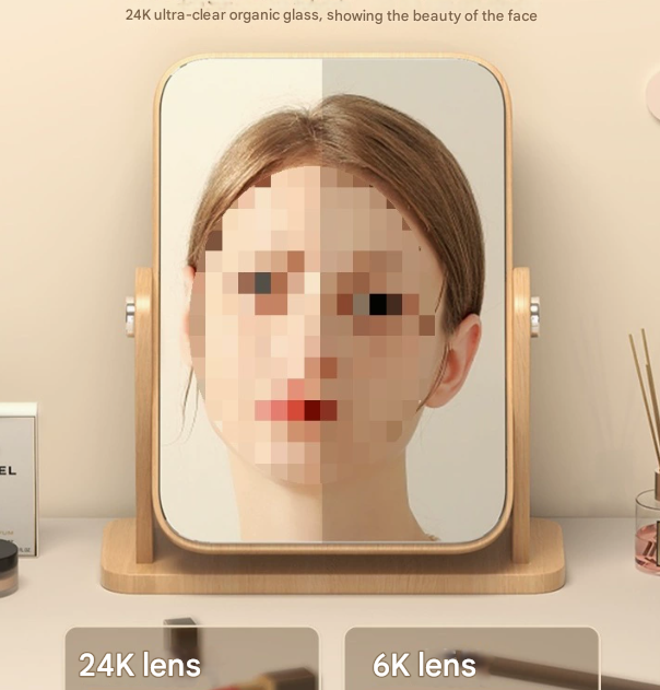 Oval Folding Mirror Tabletop Makeup Mirror - Large Wooden Swivel Vanity Mirror for Desk