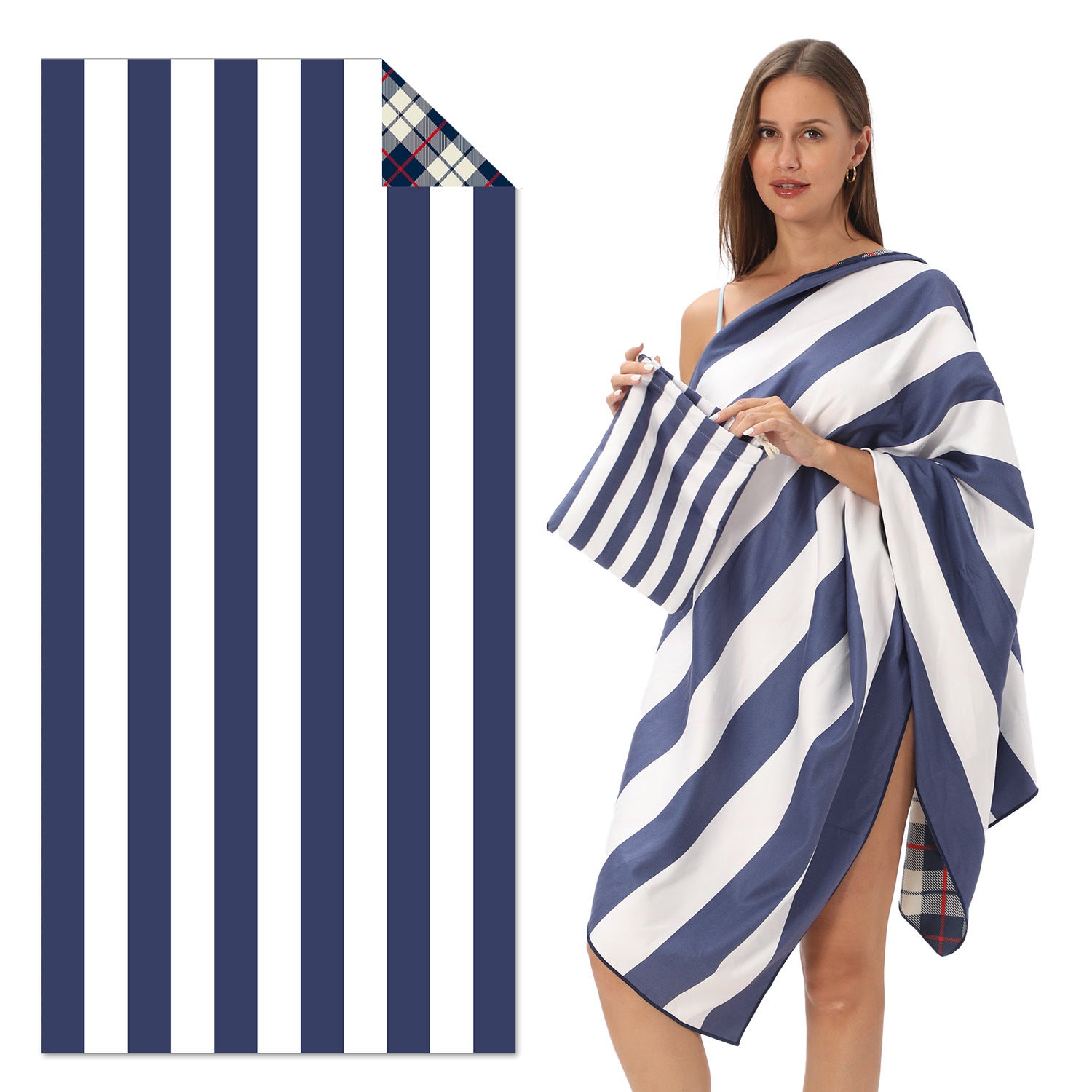 TW7 - Double-Sided Printed Beach Towel - Soft Microfiber - 100x180cm
