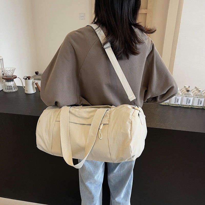 Blue Candy-Colored Women's Gym Duffel Bag - Large Capacity Cylindrical Travel Tote with Handles