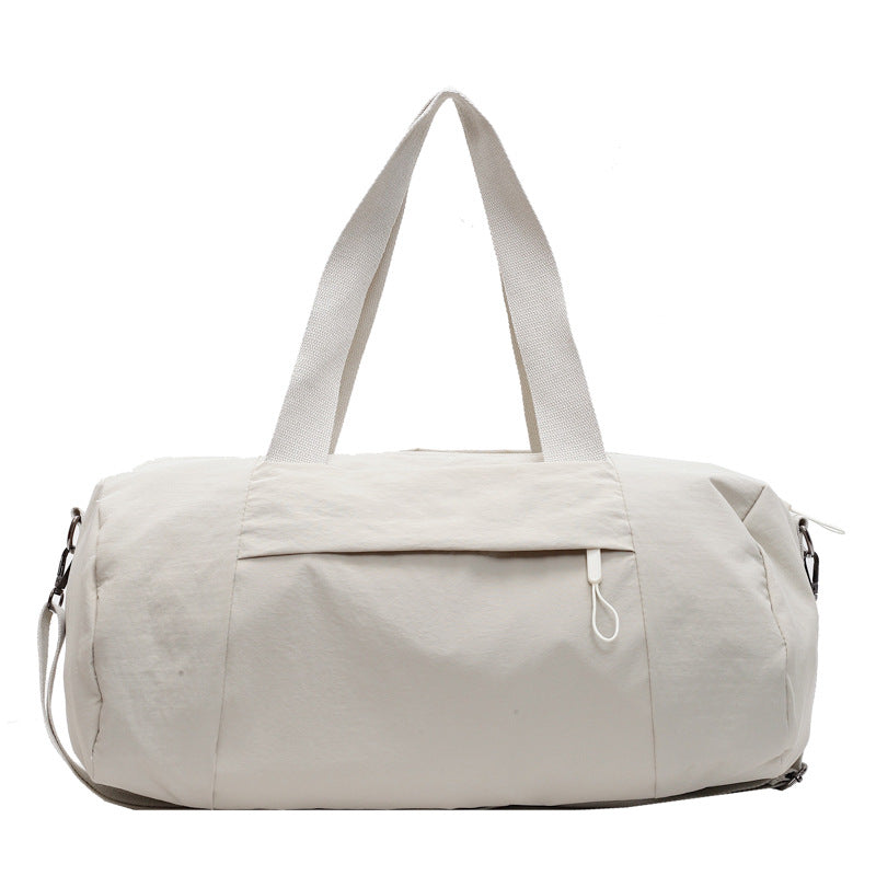 Beige Candy-Colored Women's Gym Duffel Bag - Large Capacity Cylindrical Travel Tote with Handles