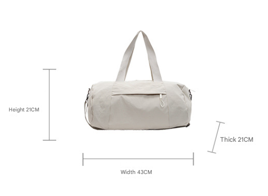 Beige Candy-Colored Women's Gym Duffel Bag - Large Capacity Cylindrical Travel Tote with Handles