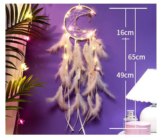 Blue With light 2 PCS Mystic Moon Dreamcatcher Wind Chime Pendant - Elegant Lunar Design with Soothing Tones