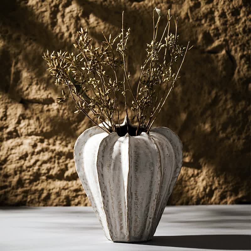 Charming White Ceramic Vase ??Stylish Home Decor Accent for Flowers and Decorative Arrangements