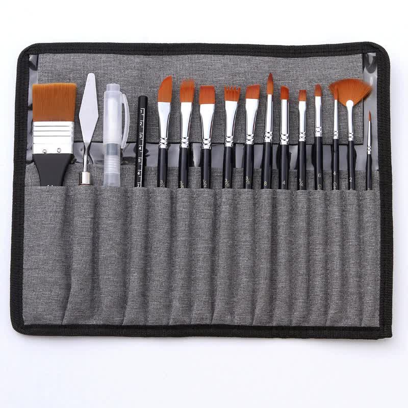 Dark blue with a hint of black 18-Piece Multi-Purpose Nylon Hair Watercolor Brush Set ??Professional Painting Tools for Artists