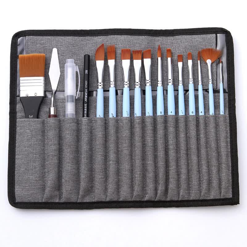 Light blue 18-Piece Multi-Purpose Nylon Hair Watercolor Brush Set ??Professional Painting Tools for Artists