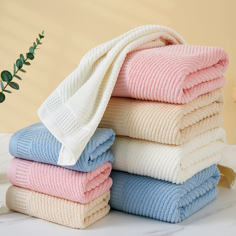 Beige Solid Color Diagonal Stripe Towel Set ??Luxurious Bath and Hand Towels for Home Use Bath towel 140*70cm, face towel 75*35cm