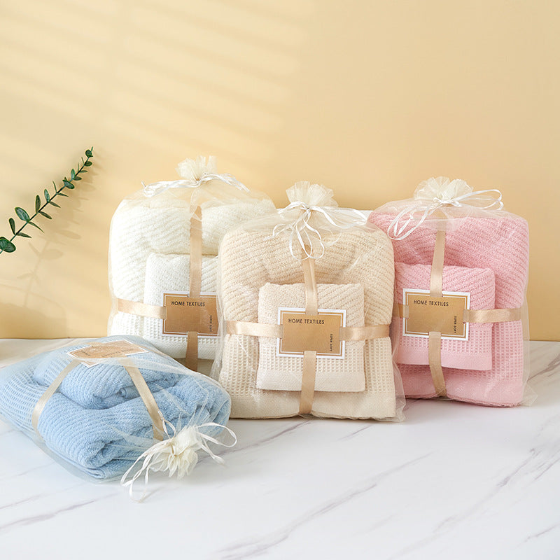 Camel Solid Color Diagonal Stripe Towel Set- Luxurious Bath and Hand Towels for Home Use Bath towel 140*70cm, face towel 75*35cm