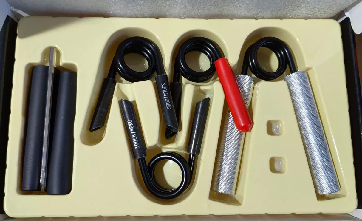 4-in-1 Aluminum Metal Grip Strength Trainer Set with Adjustable Resistance - Wrist, Finger, and Arm Exercise (100LB-250LB)