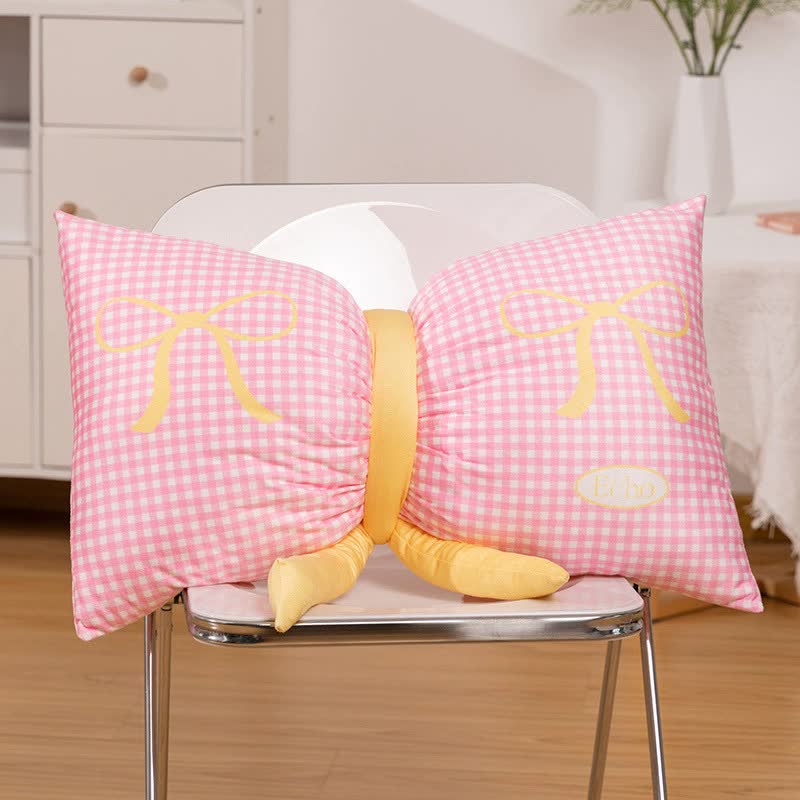 Pink Cute Butterfly Knot Pillow | Soft Bed & Seat Cushion, Decorative Throw Pillow for Home & Car 65x40cm