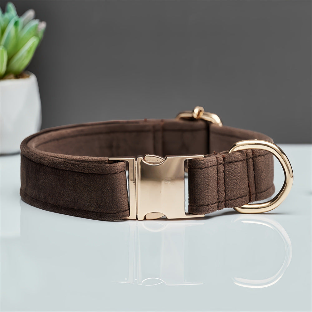 Dark Brown Durable Dog Collar with Metal Buckle ??Adjustable Nylon Pet Collar for Small to Large Dogs size XS