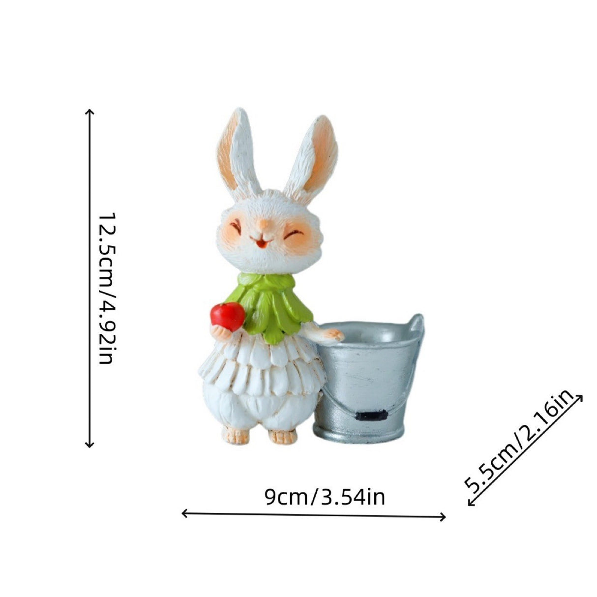 Purple Bunny with Bucket Whimsical Bunny Garden Decor - Easter Flower Pot Statue