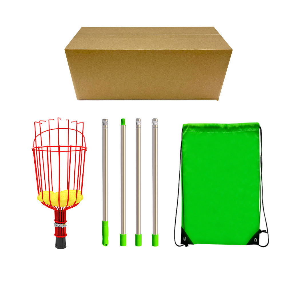 Fruit picking tool with telescopic pole - stainless steel fruit picking pole, high altitude tree fruit picking tool 1.6m