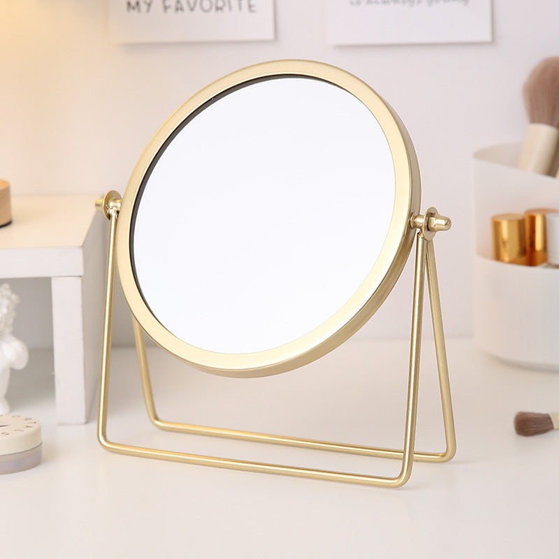 Gold Rotating Tabletop Makeup Mirror - 360º Swivel Vanity Mirror for Bedroom & Desk