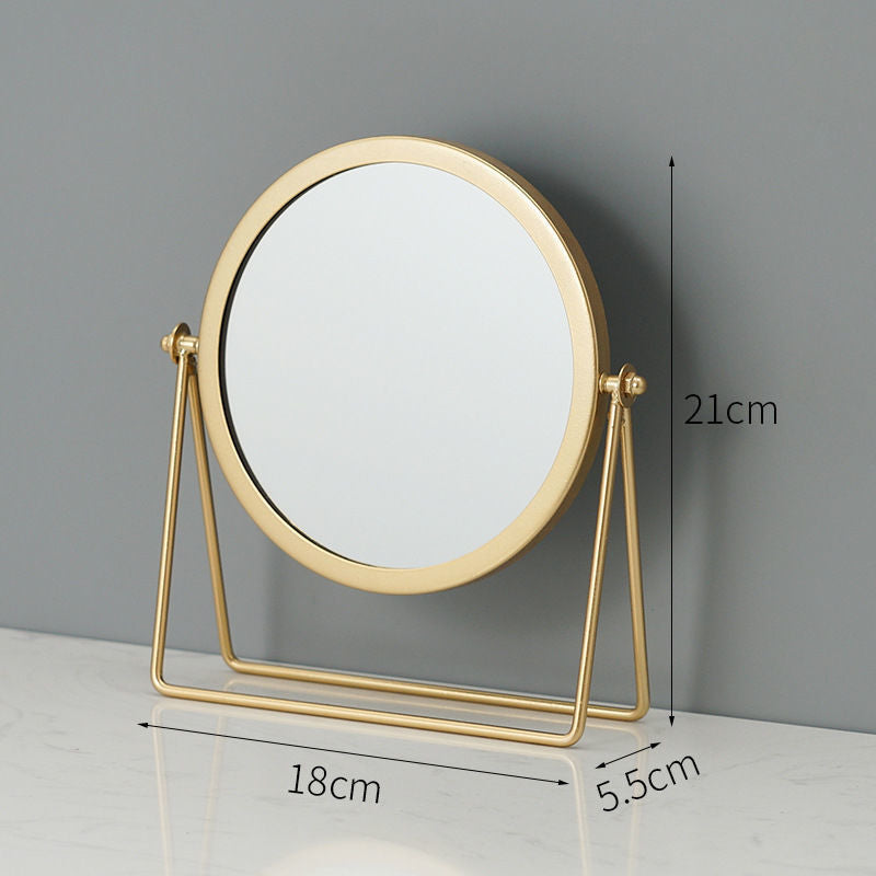 Gold Rotating Tabletop Makeup Mirror - 360? Swivel Vanity Mirror for Bedroom & Desk