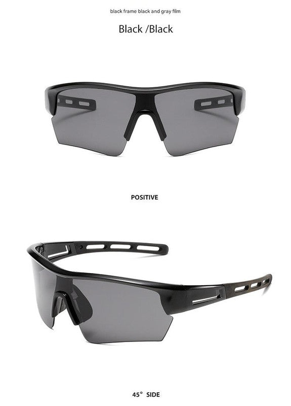 2 pcs Outdoor Sports Sunglasses - UV Protection HD Lenses for Cycling, Boating, Fishing(Black frame black gray film)