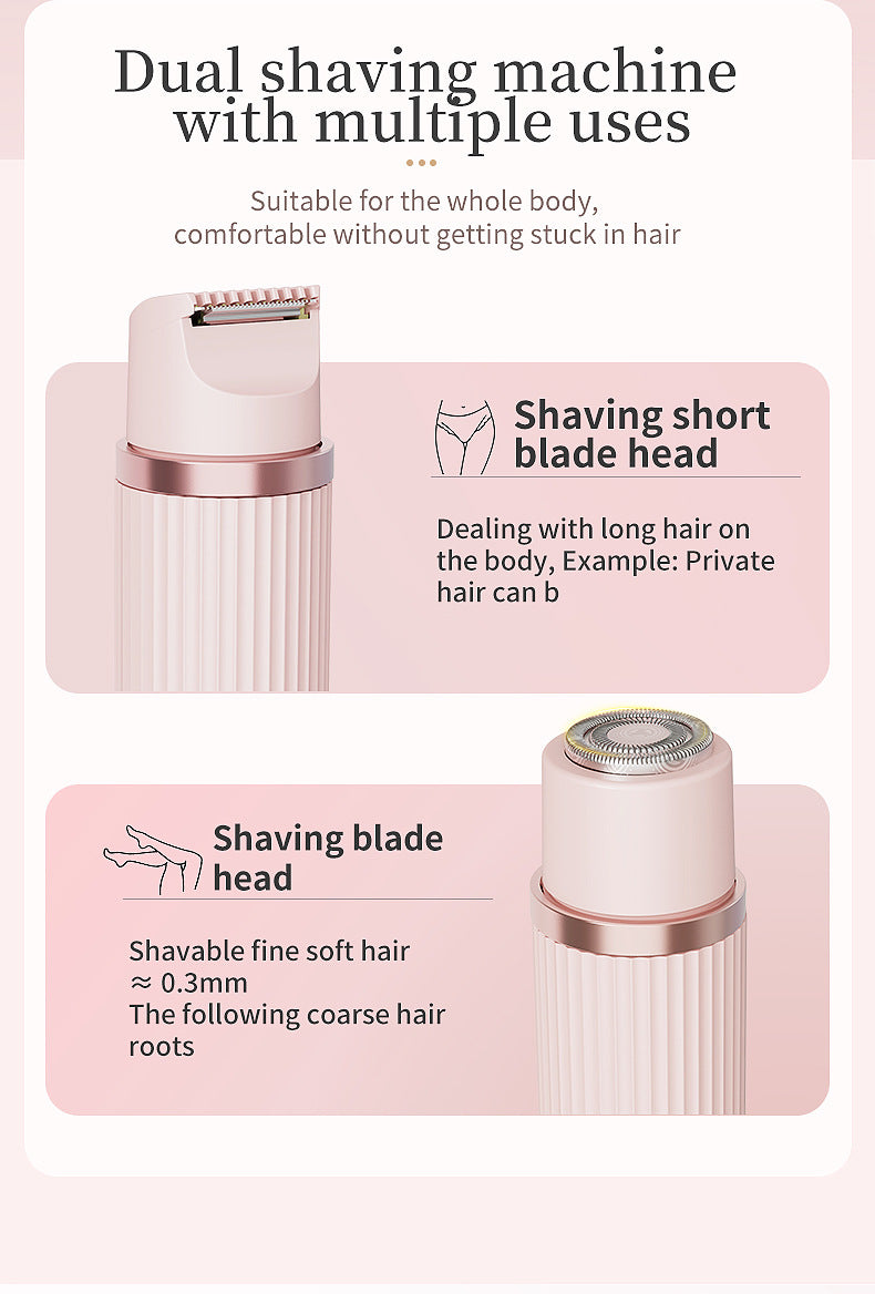 Pink Women’s Double-Headed Electric Shaver - Painless Hair Remover & Trimmer