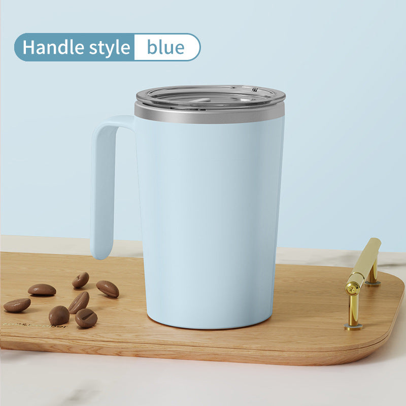 Blue Portable Automatic Mixing Coffee Cup - Stainless Steel Magnetic Stirrer(handle stlye)