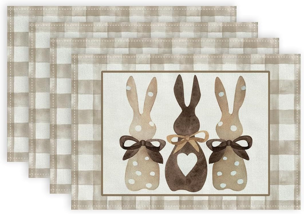 Easter Cotton-Linen Placemats - Set of 4 Anti-Stain Table Mats(Style 5)