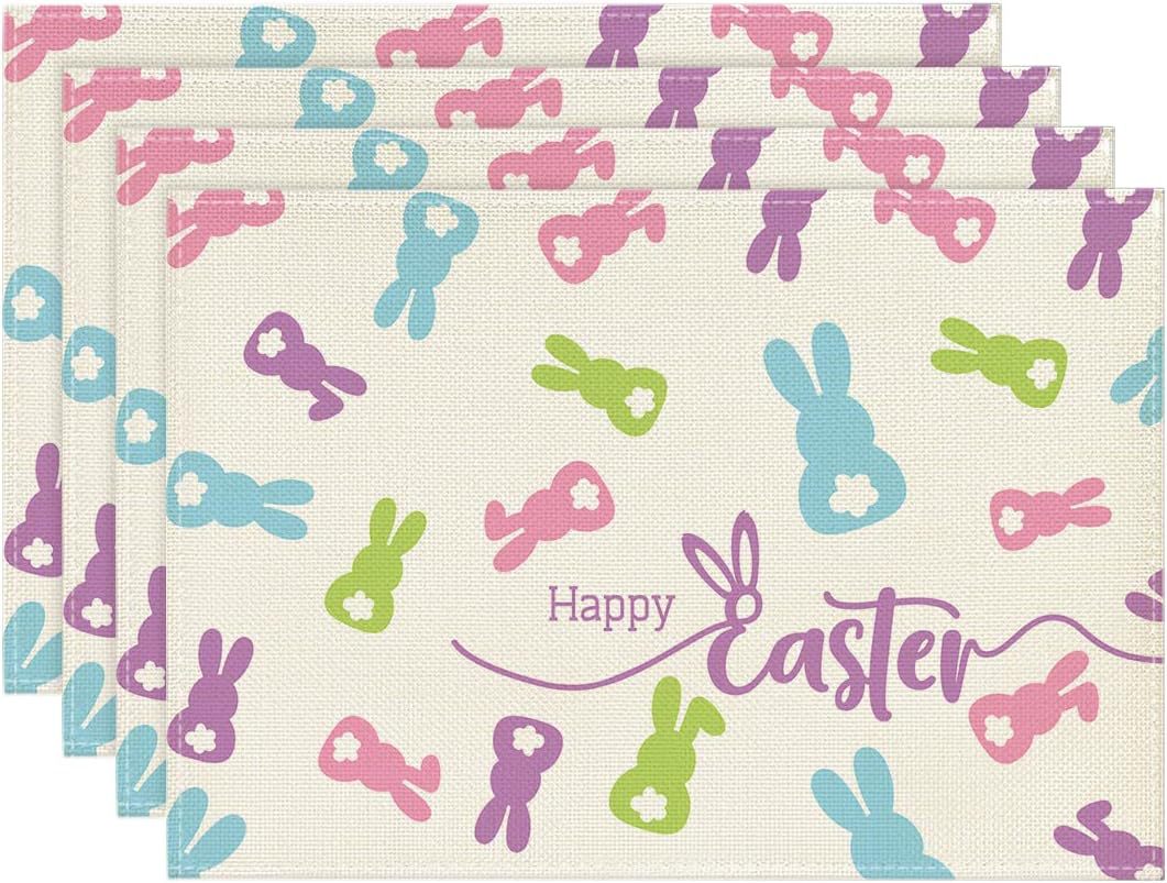 Easter Cotton-Linen Placemats - Set of 4 Anti-Stain Table Mats(Style 6)