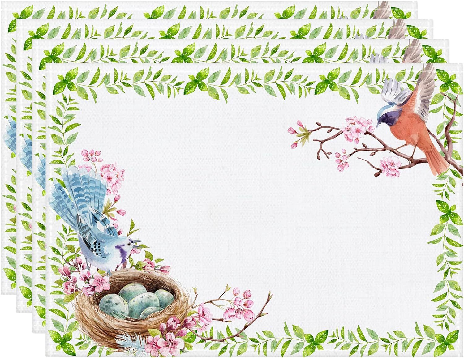 Easter Cotton-Linen Placemats - Set of 4 Anti-Stain Table Mats(Style 13)
