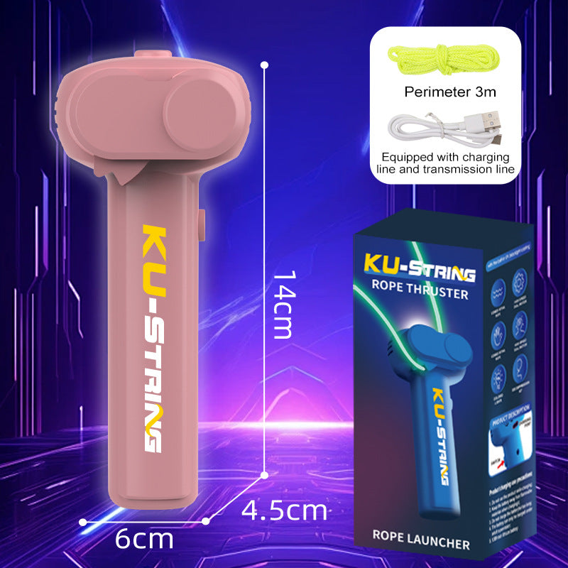 Pink 3-Meter Glow-in-the-Dark Rope Launcher Toy - Fun Stress Relief for All Ages