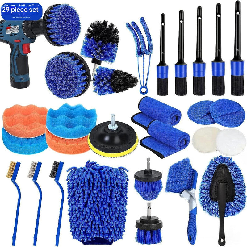 ((Drill not included-2)Car Cleaning Supplies - Complete Auto Detail Brush Set for Interior, Exterior, Wheels & Tires - Power Scrubber Drill Brush Kit