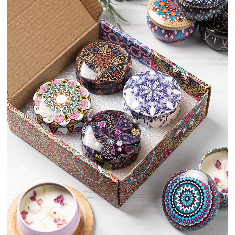 Small Scented Candle Set - 4 Soy Wax Candles, Travel Candle Set (Violet)