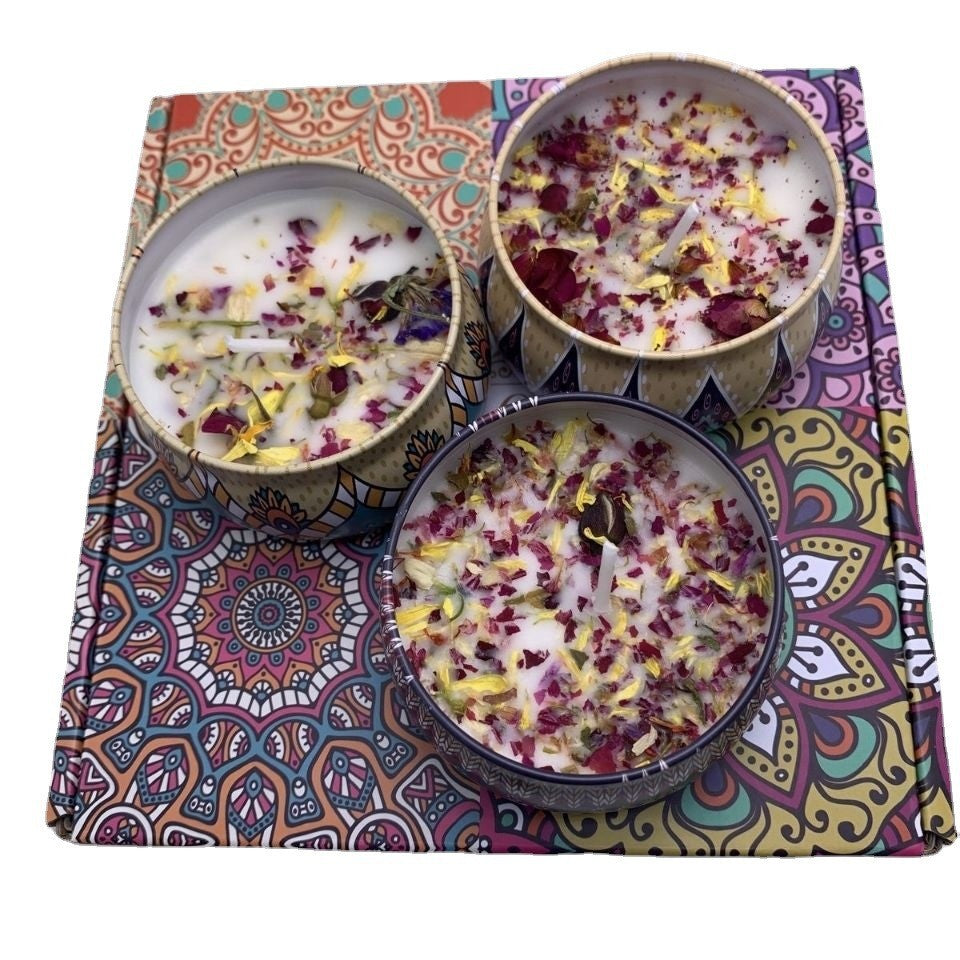 Small Scented Candle Set - 4 Soy Wax Candles, Travel Candle Set (Peony)