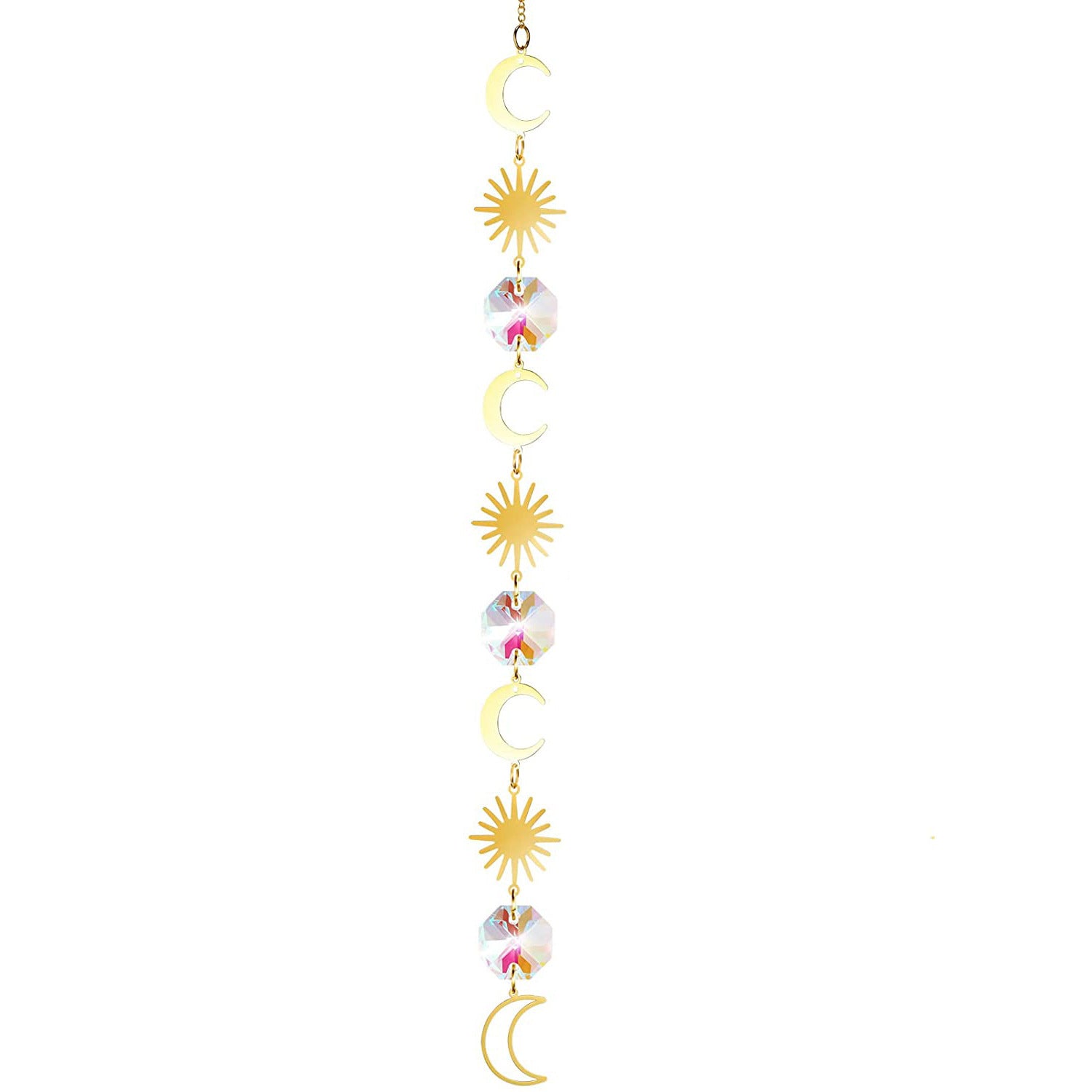 (Style 6) 4 pcs Crystal Wind Chimes-Sun Catcher Star Moon Dream Catcher for Window 34cm