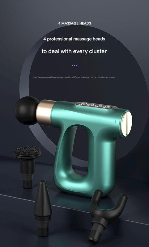 Green Heated Mini Fascia Massage Gun - LCD Display, Muscle Recovery Tool, 32 Adjustable Levels